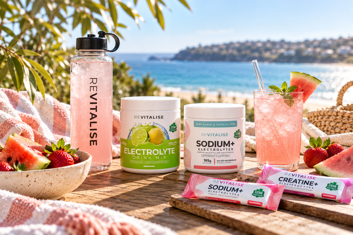 ReVitalise electrolyte drinks and sachets for hot weather hydration in Australia